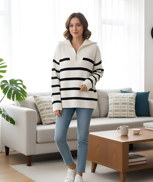 Striped Short Knit Pullover