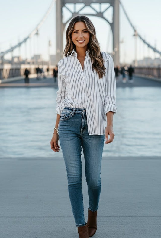 Women’s Striped Button-Up Shirt