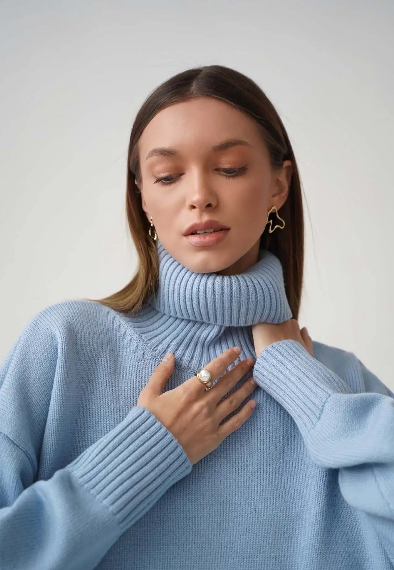 Oversized Turtleneck Knit Sweater