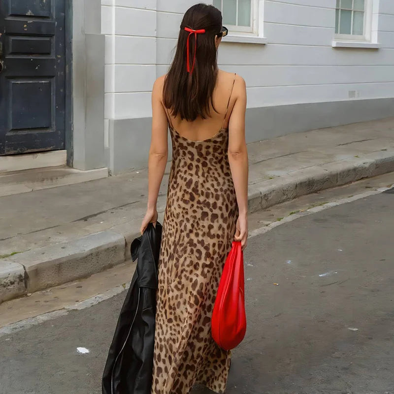 Leopard Print V-Neck Cami Dress