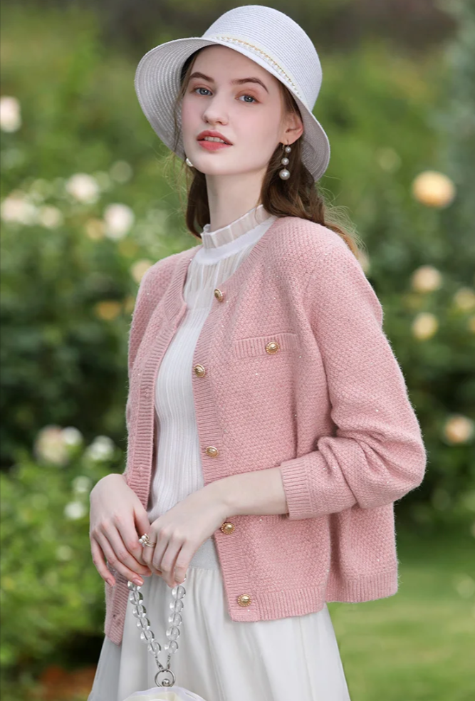 Pink Knit Cardigan Jacket