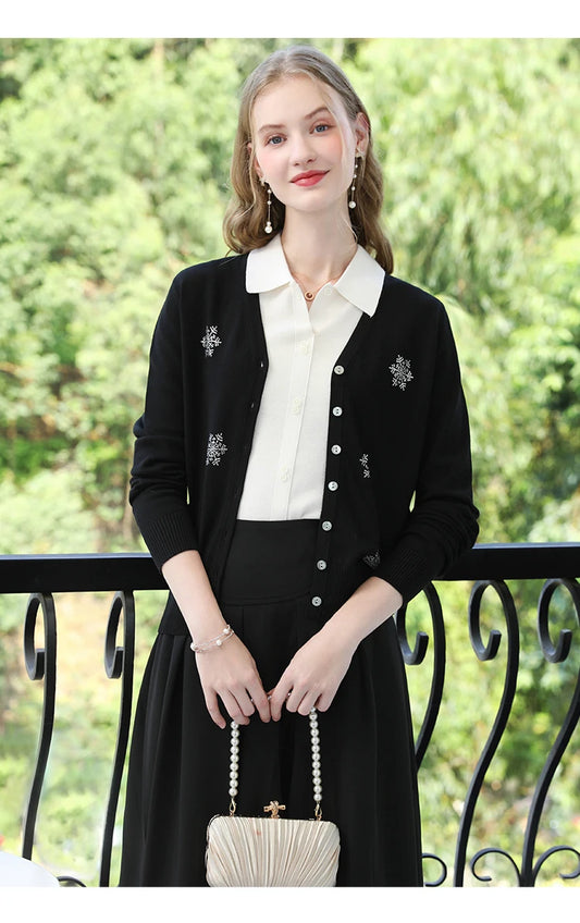 French Snowflake Diamond Cardigan