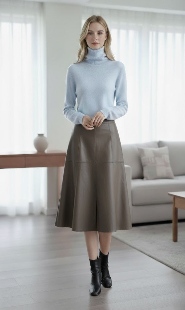 Faux Leather A-Line Skirt