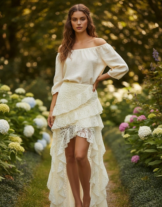 Tassel Ruffle Lace Skirt