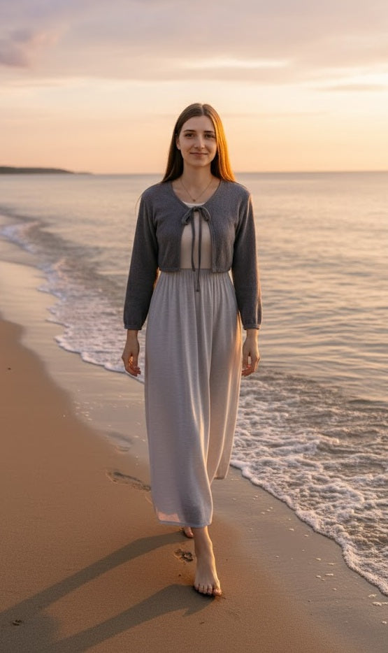 Thin White Cardigan for Women – Summer Sunscreen Knitwear with Lace-Up Front, Lantern Sleeves, Korean Style