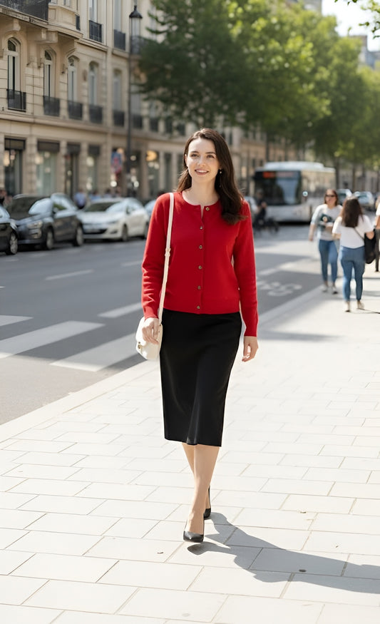 Round-Neck Solid Cardigan for Women