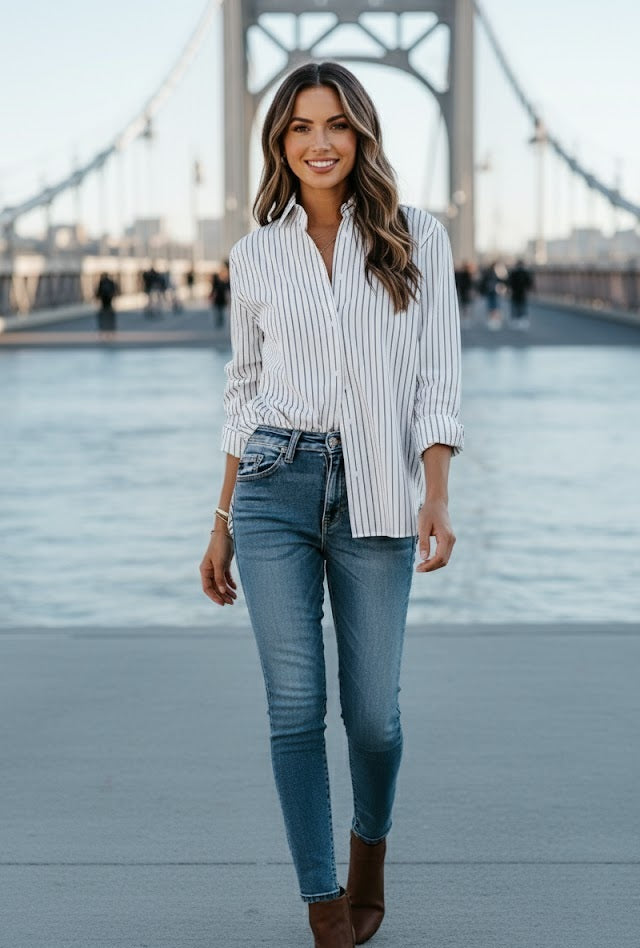 Women’s Striped Button-Up Shirt