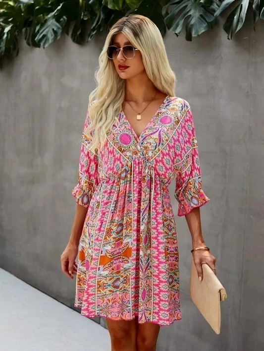 Women’s Floral V-Neck Mini Dress