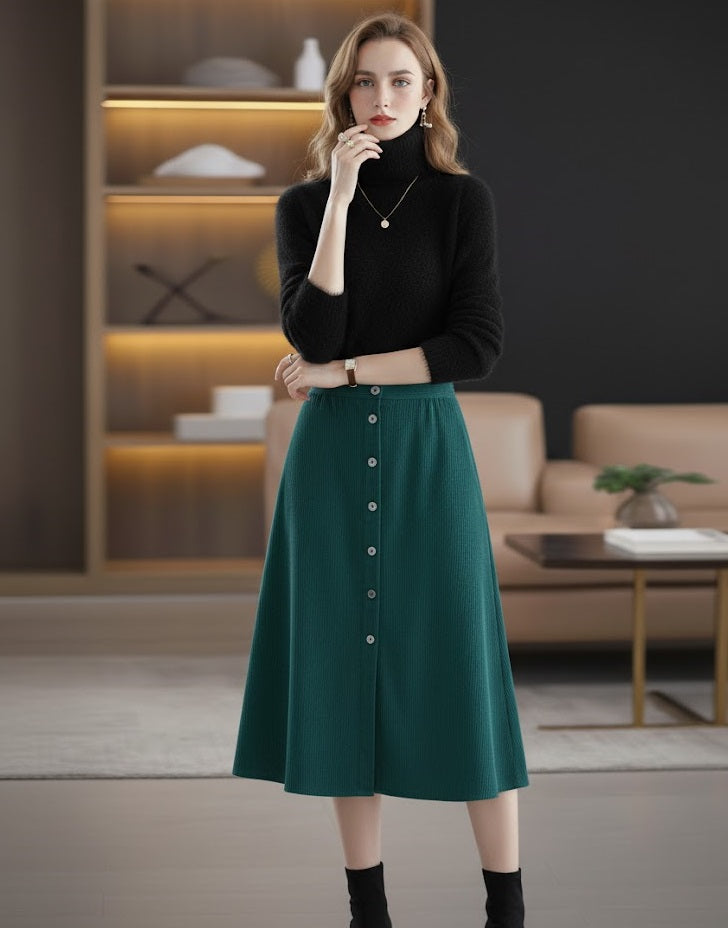 High-Waist Corduroy Maxi Skirt