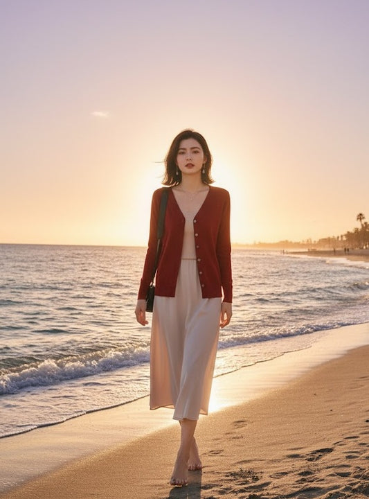 V-Neck Bouclé-Inspired Cardigan