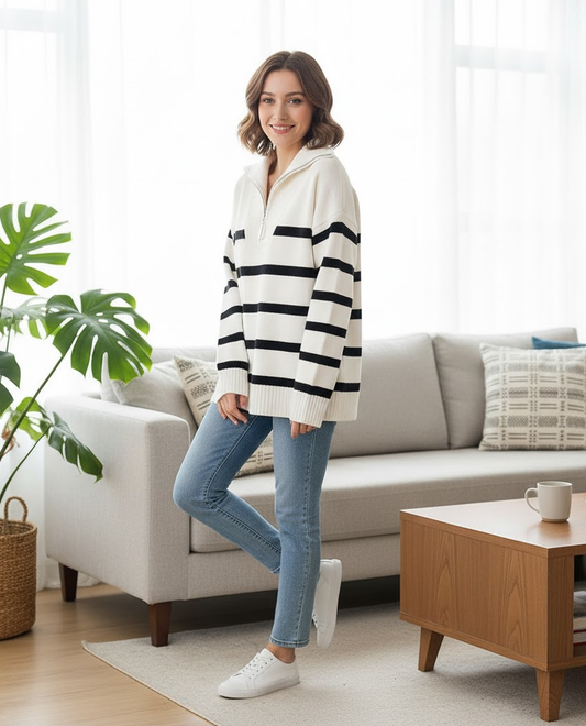 Striped Short Knit Pullover