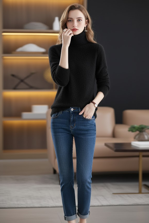 Mink Plush Turtleneck Sweater