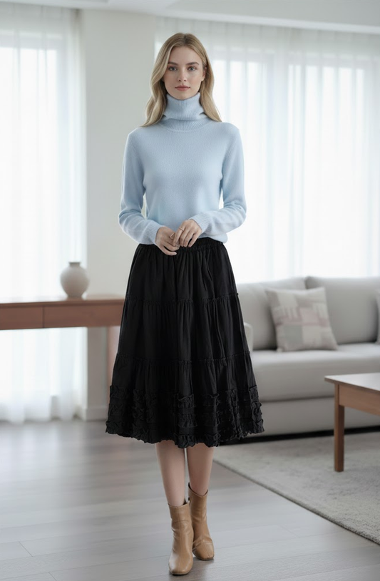 High-Waist A-Line Maxi Skirt