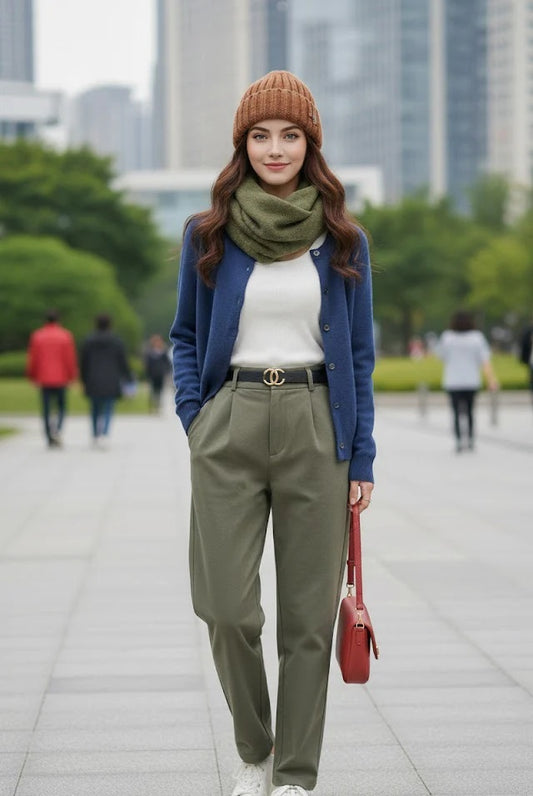 Round-Neck Solid Cardigan for Women