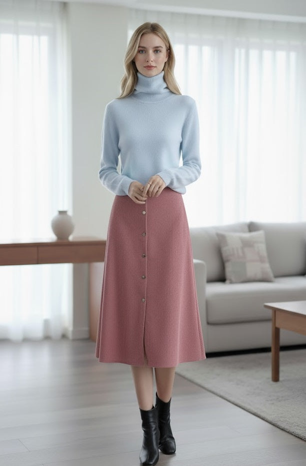 High-Waist Corduroy Maxi Skirt