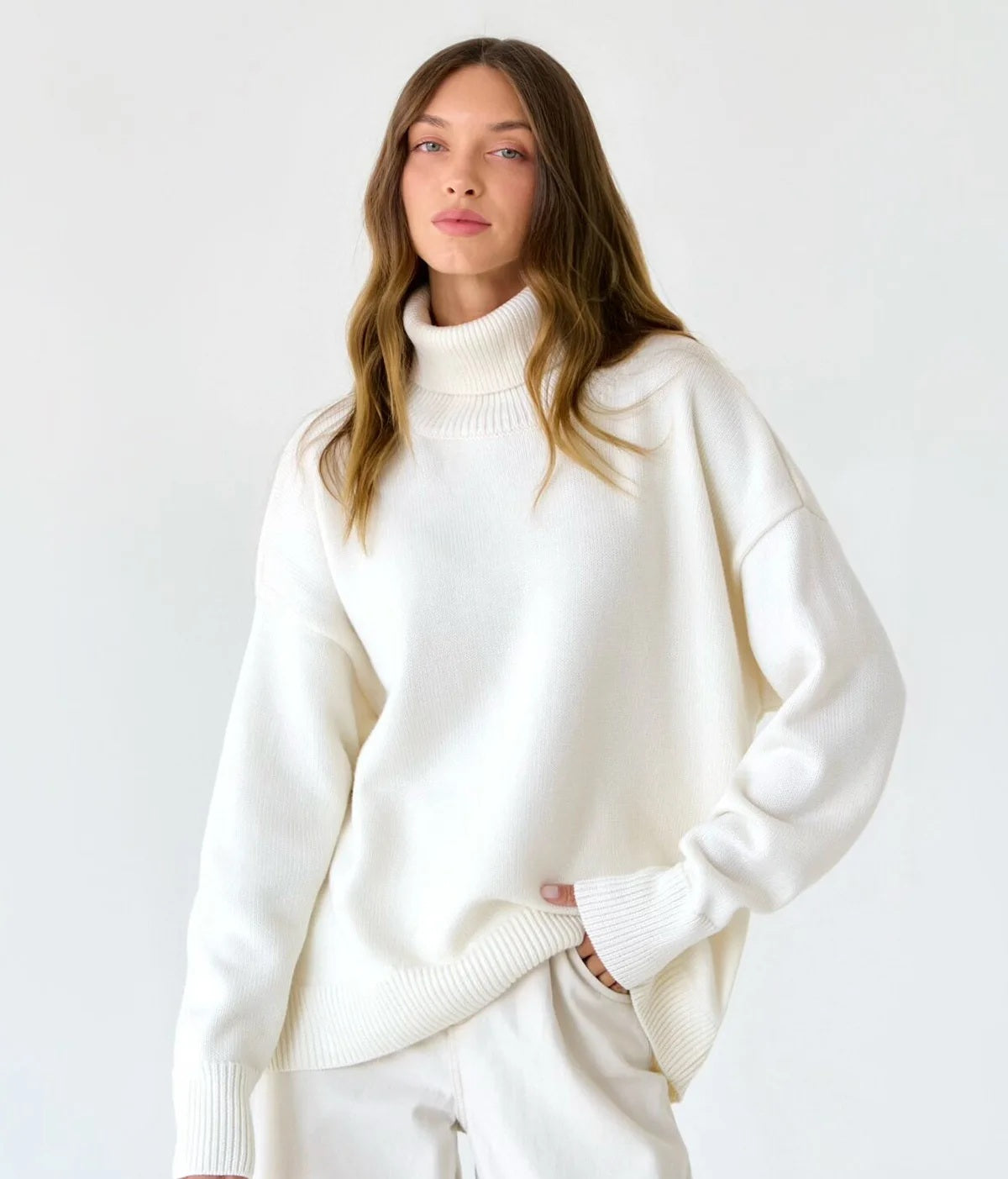 Oversized Turtleneck Knit Sweater