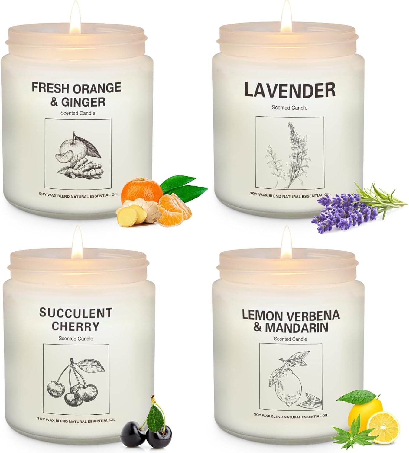 Amber Solace | 2-Pack 7.1oz Soy Wax Candles – Apple Cinnamon Scented, 120+ Hour Burn Time, Aromatherapy Gift Set for Women, Cozy Holiday Home Decor