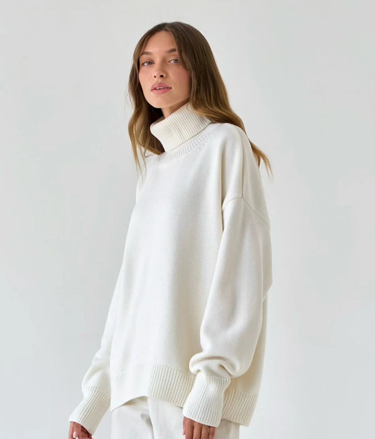 Oversized Turtleneck Knit Sweater