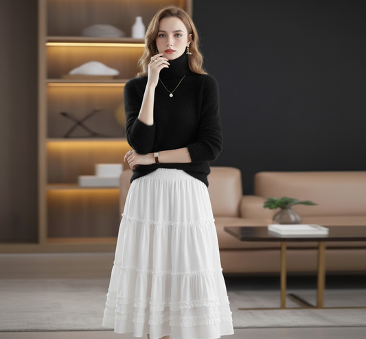 High-Waist A-Line Maxi Skirt