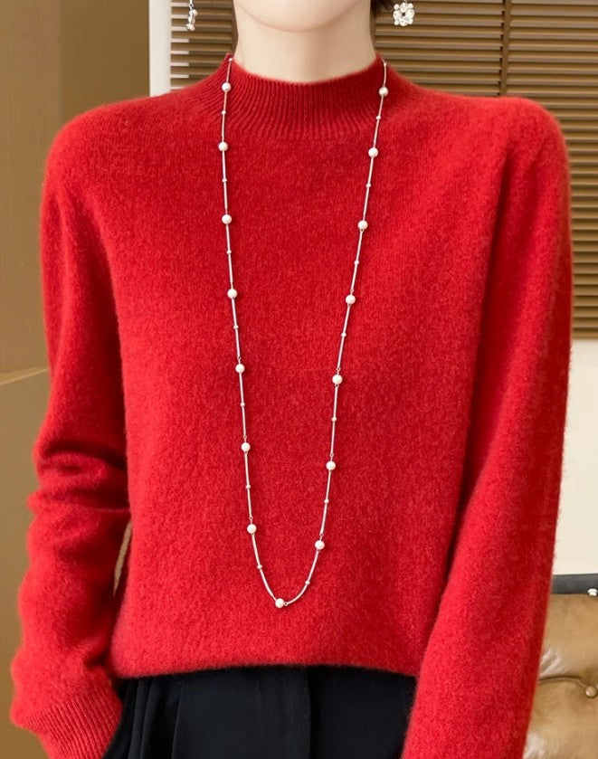 Pure Wool Mock-Neck Sweater