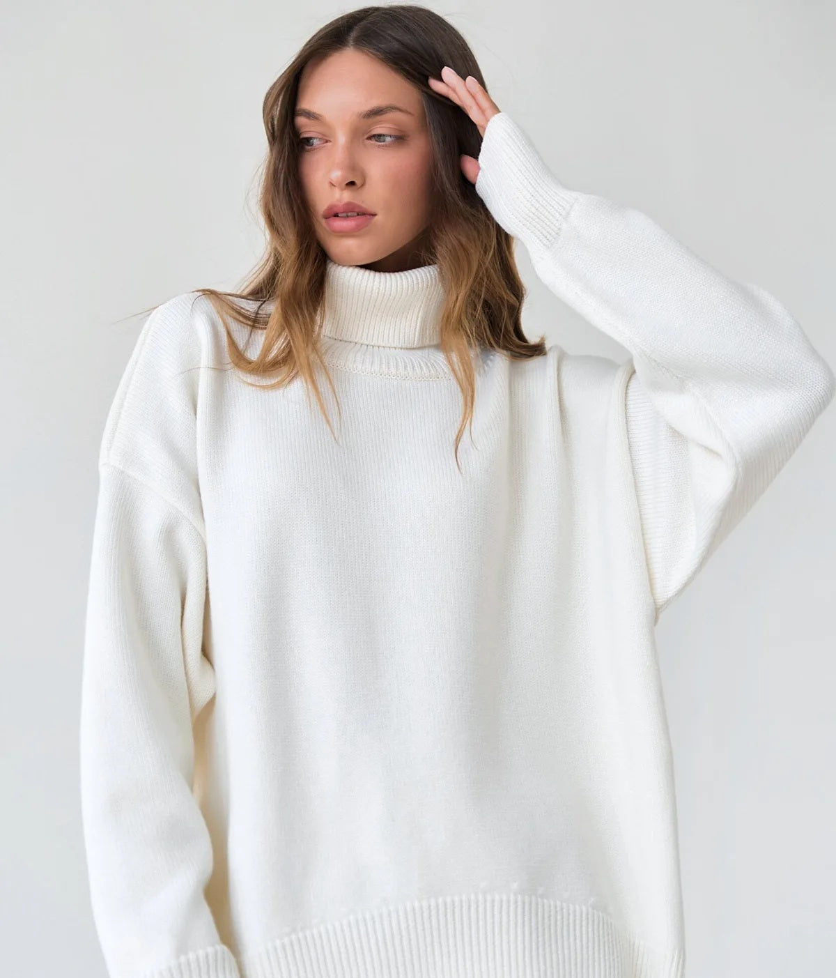 Oversized Turtleneck Knit Sweater