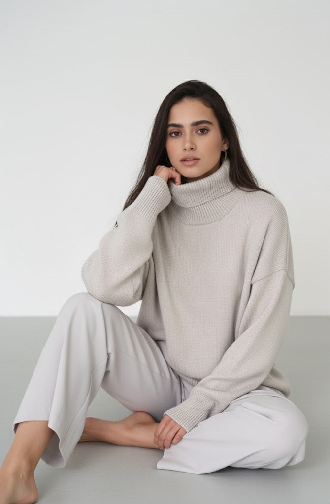 Oversized Turtleneck Knit Sweater