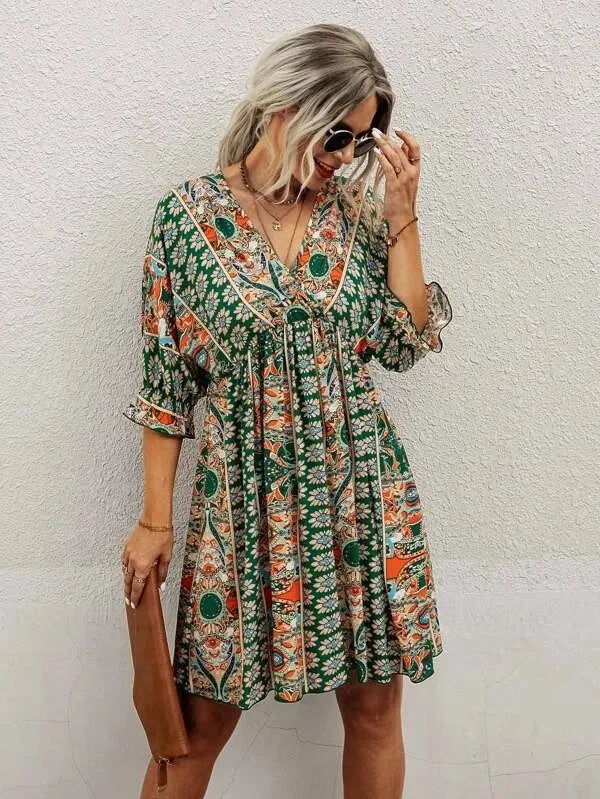Women’s Floral V-Neck Mini Dress