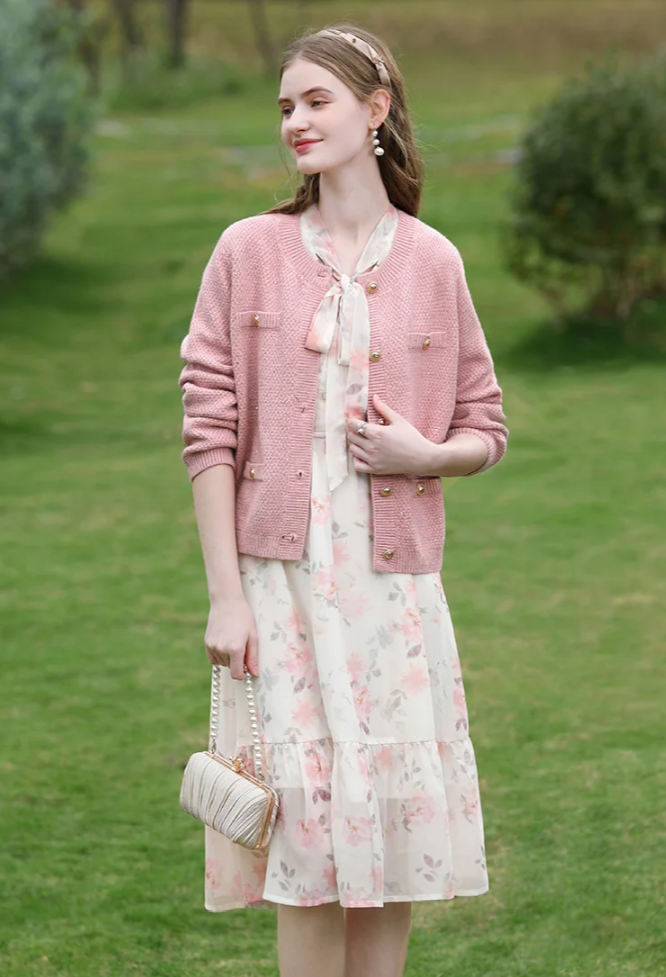 Pink Knit Cardigan Jacket