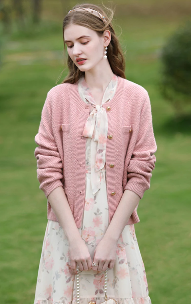 Pink Knit Cardigan Jacket