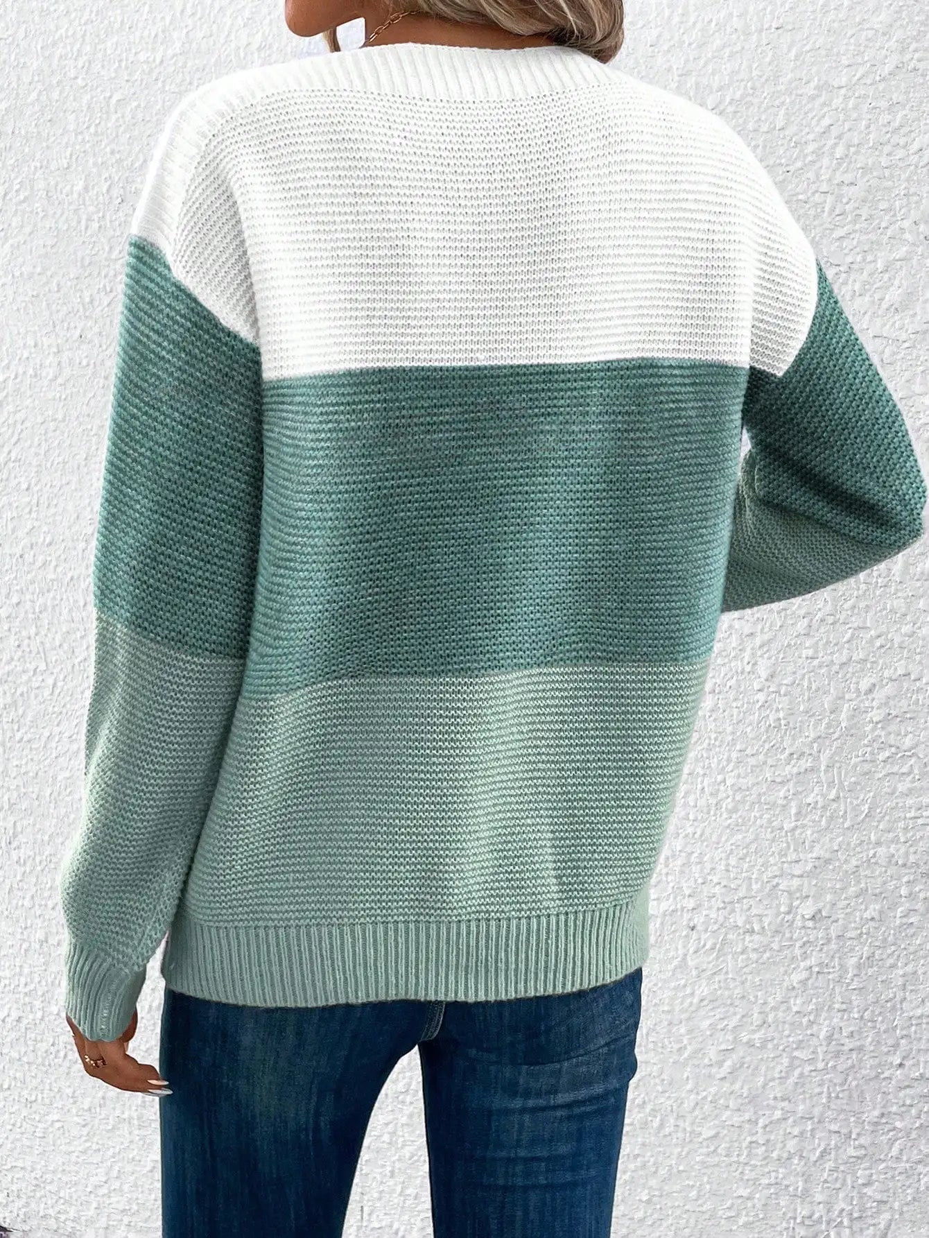 Tricolors  Patchwork Knit Sweater