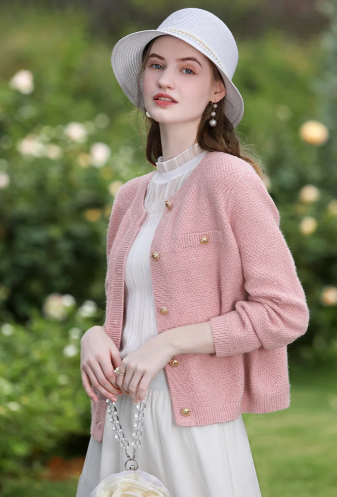 Pink Knit Cardigan Jacket