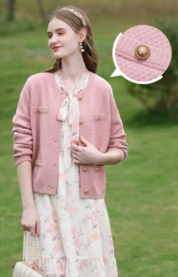 Pink Knit Cardigan Jacket