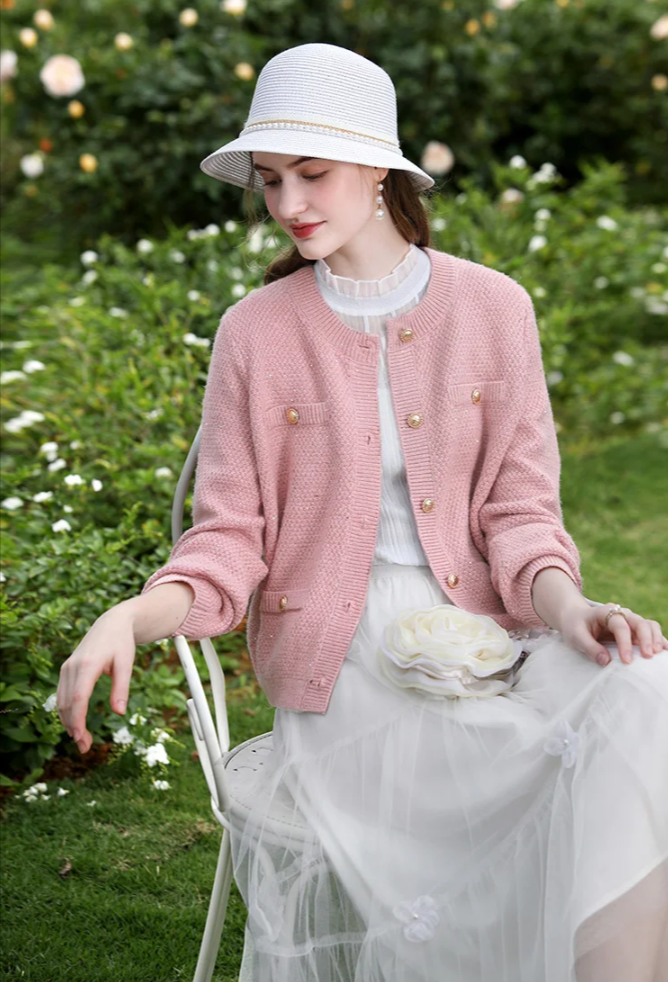 Pink Knit Cardigan Jacket
