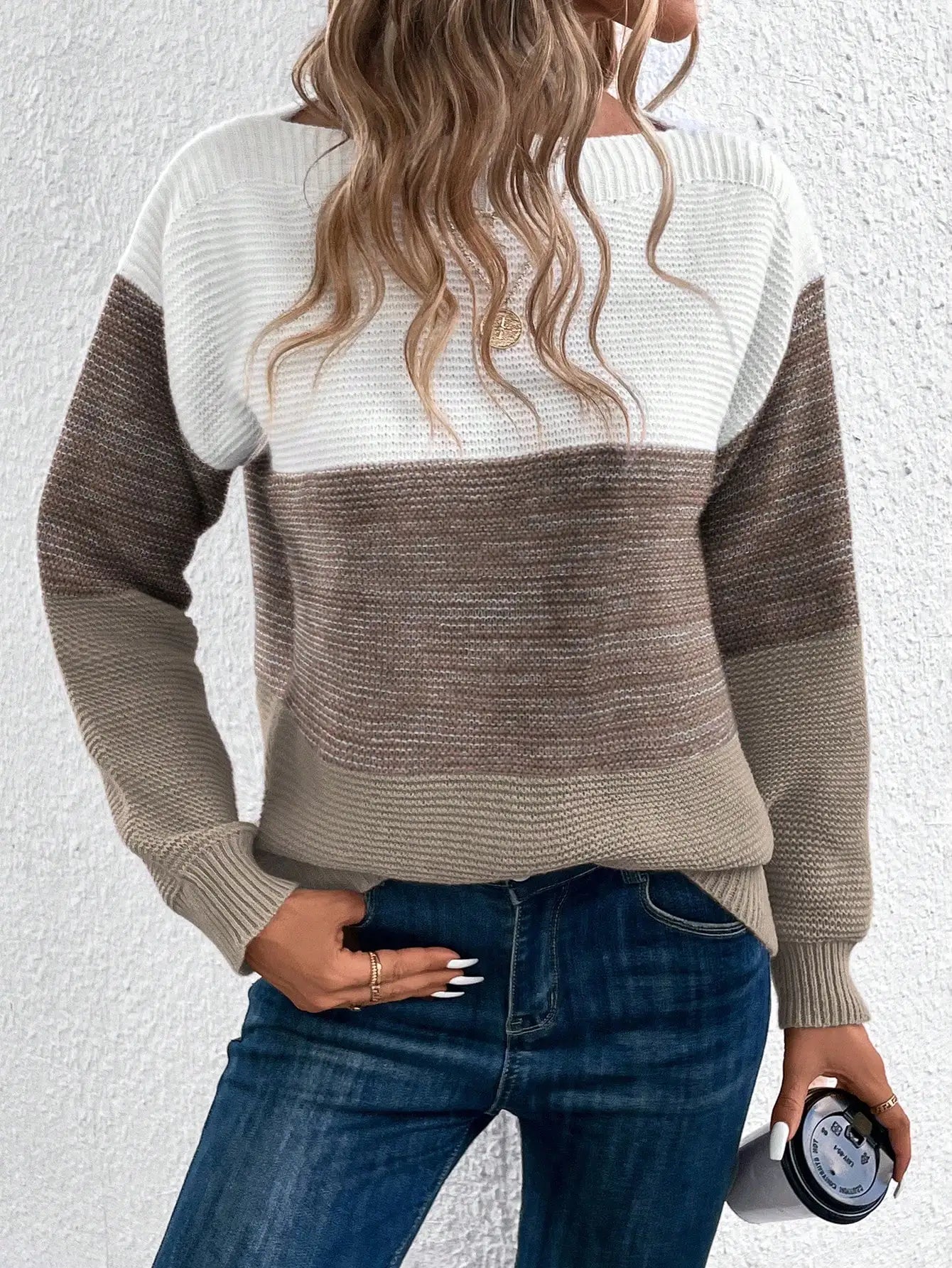 Tricolors  Patchwork Knit Sweater