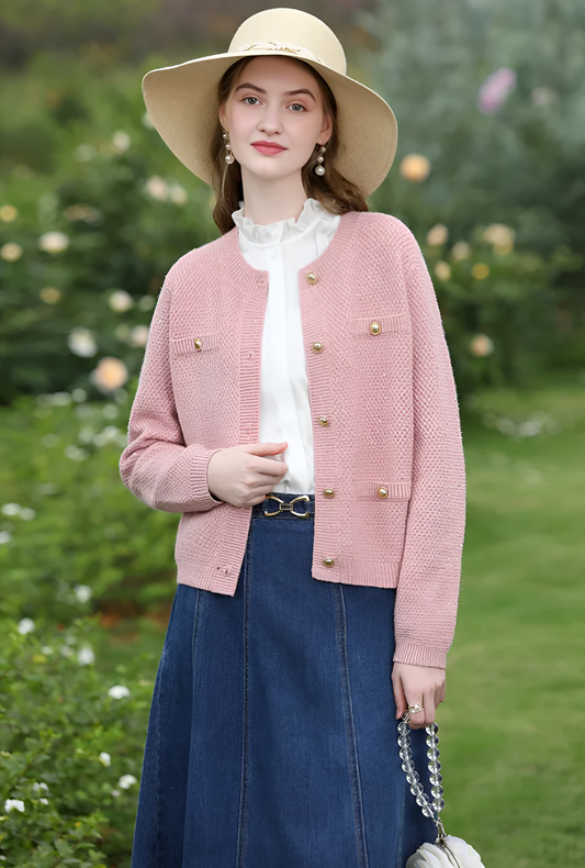 Pink Knit Cardigan Jacket