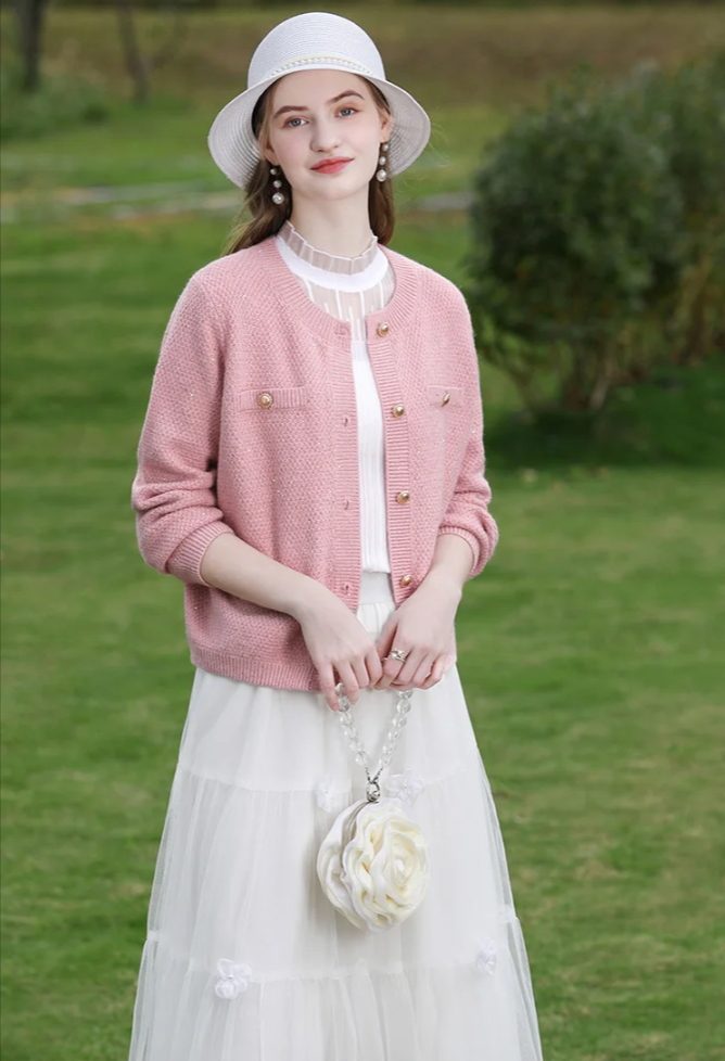 Pink Knit Cardigan Jacket