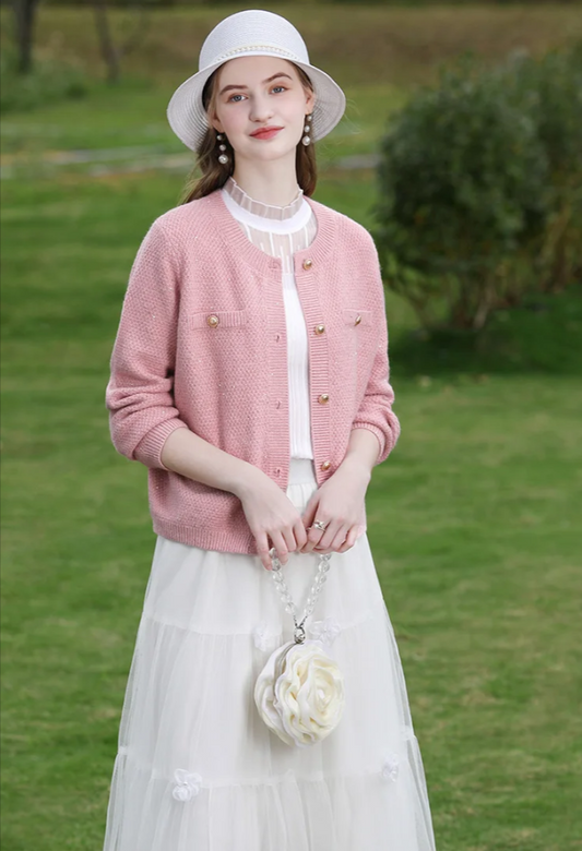 Pink Knit Cardigan Jacket