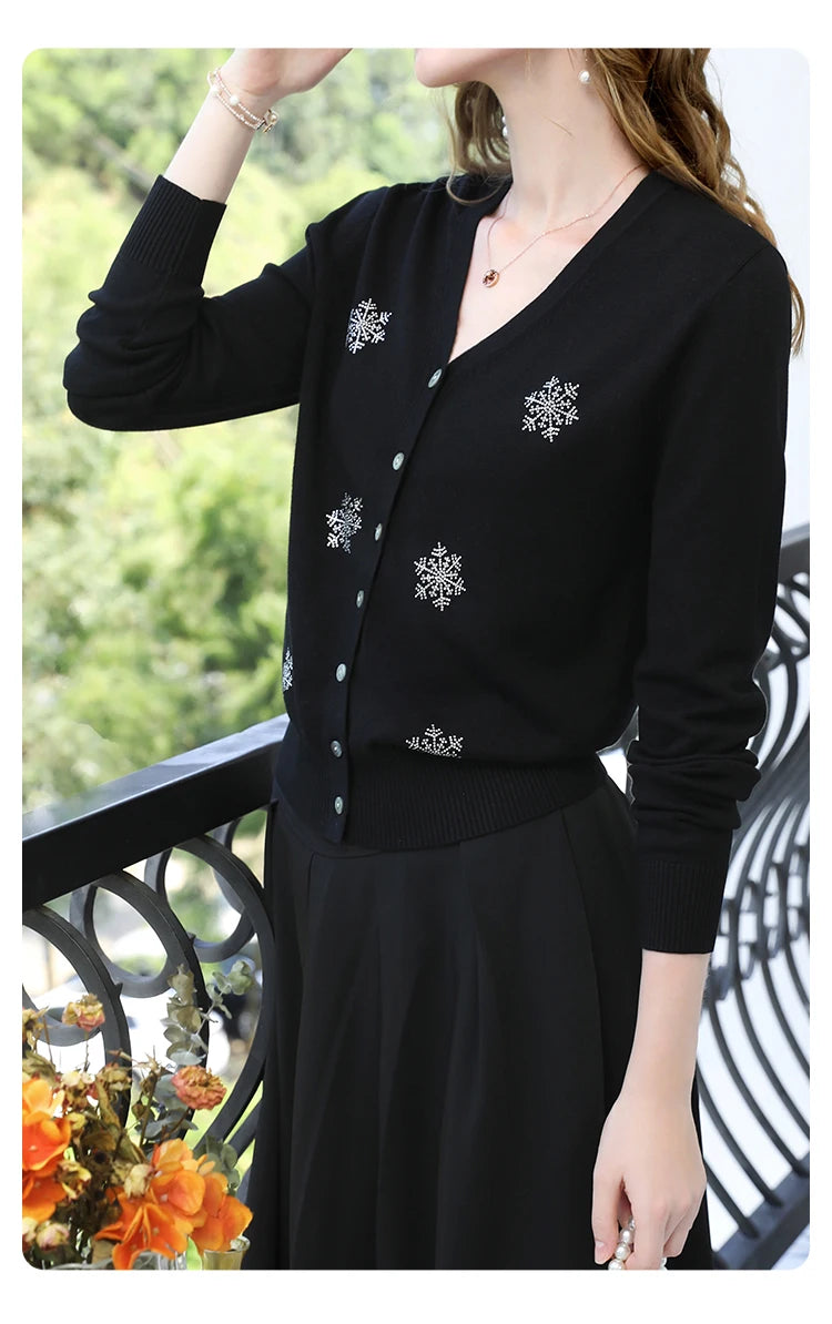 French Snowflake Diamond Cardigan