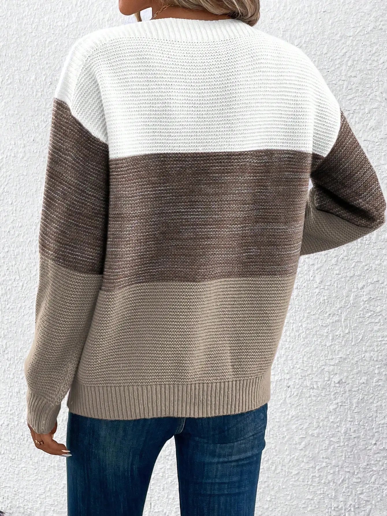 Tricolors  Patchwork Knit Sweater