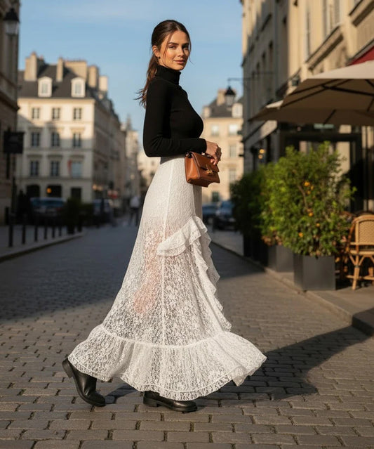 Asymmetrical Sheer Maxi Skirt