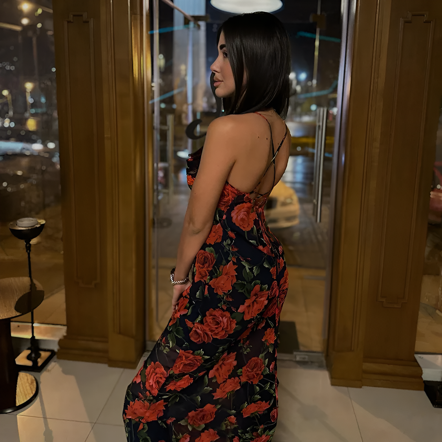 Floral Spaghetti Strap Bodycon Dress