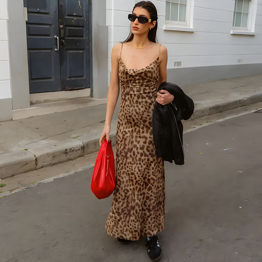 Leopard Print V-Neck Cami Dress