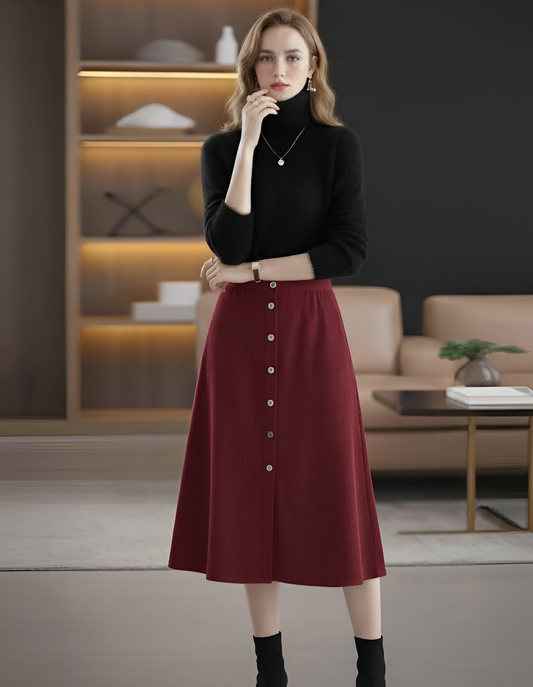 High-Waist Corduroy Maxi Skirt