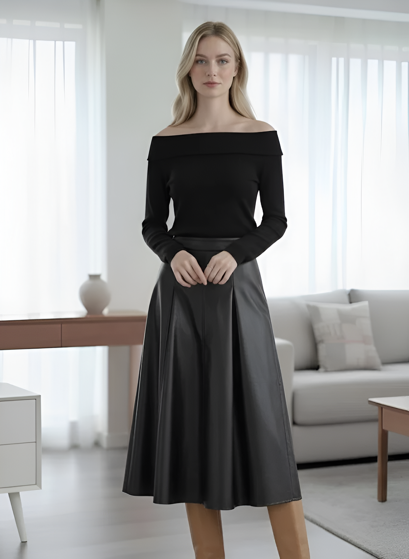 Faux Leather A-Line Skirt