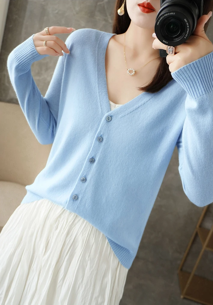 V-Neck Bouclé-Inspired Cardigan