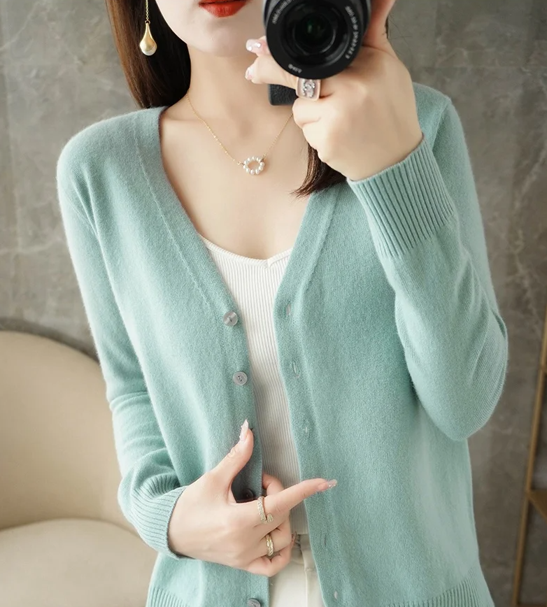 V-Neck Bouclé-Inspired Cardigan