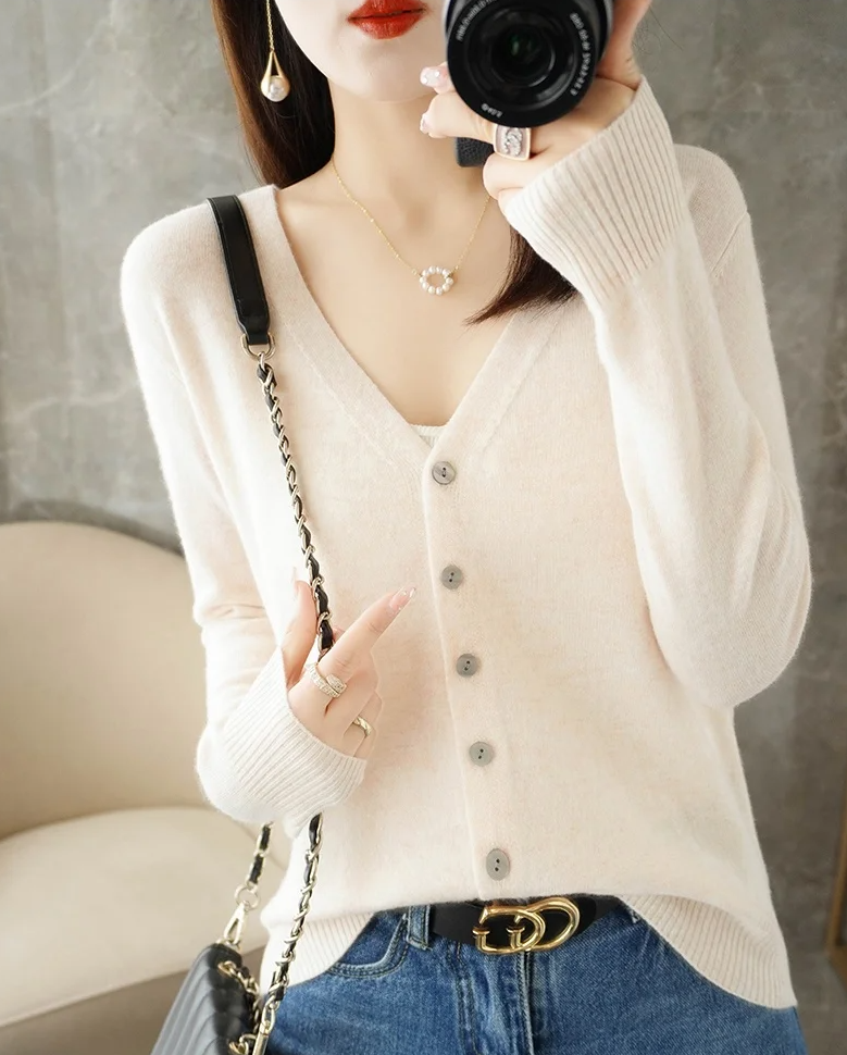 V-Neck Bouclé-Inspired Cardigan