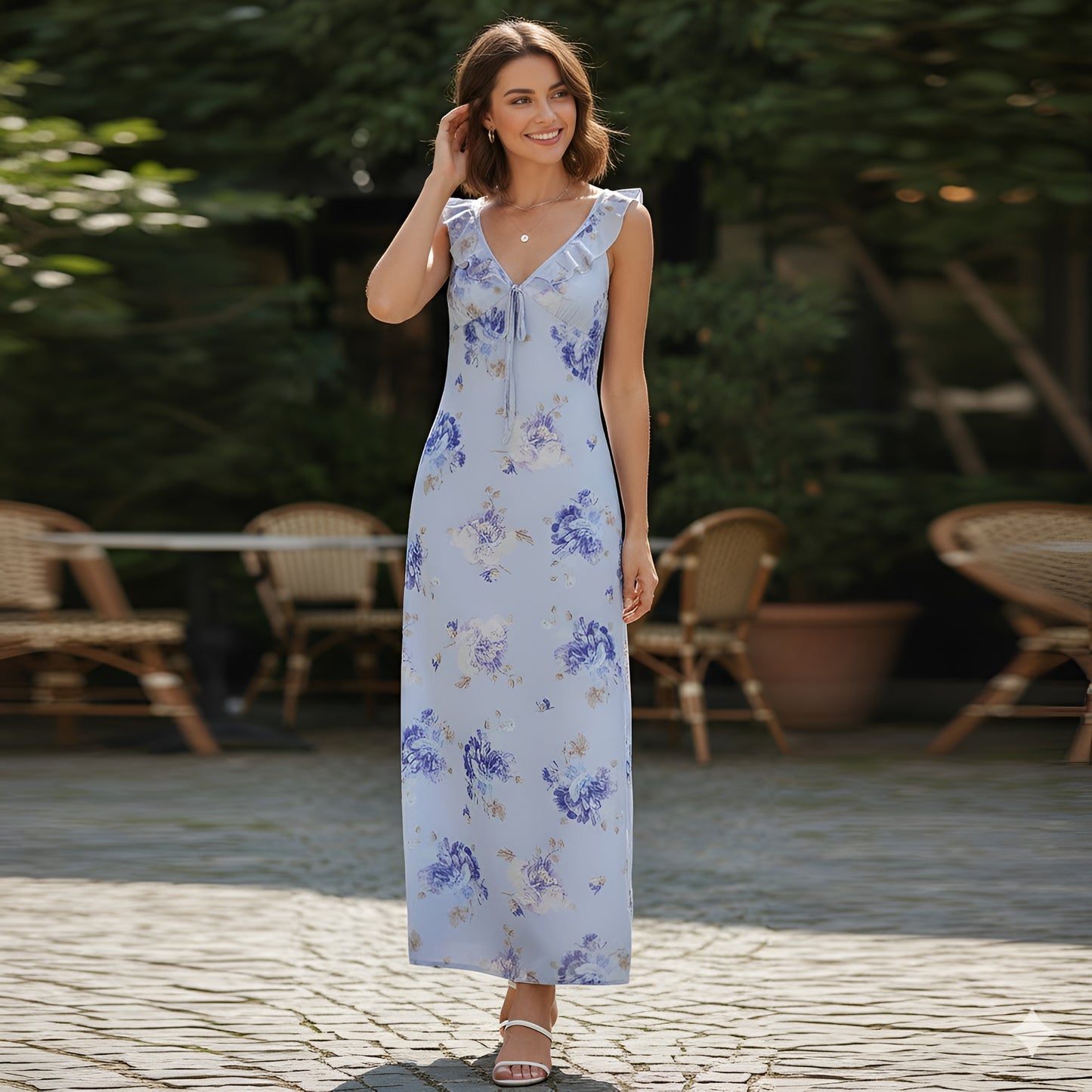 Floral Plunge Maxi Dress
