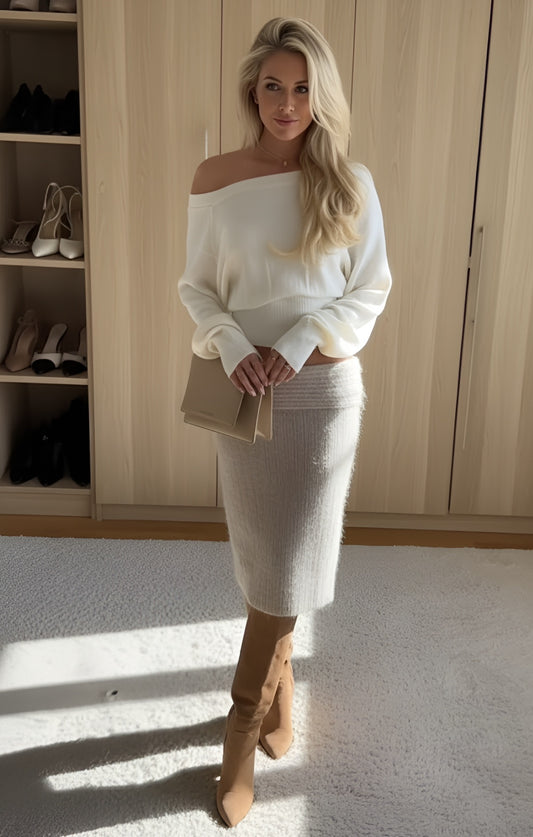 Off-Shoulder Knit Sweater