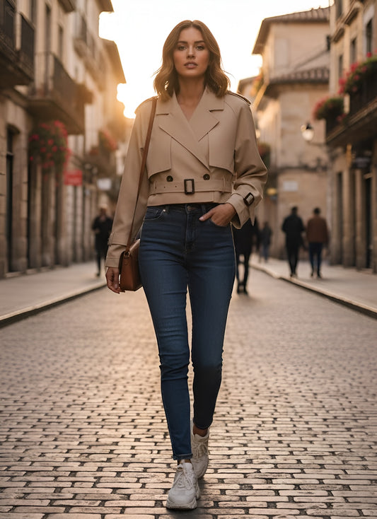 Cropped Belted Jacket